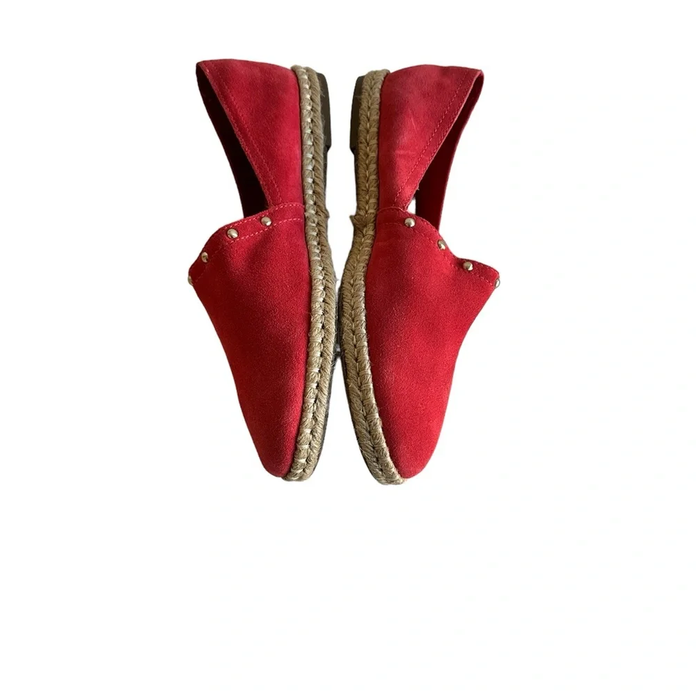 Anne Klein Flex Kaily Espadrille flats coral orangey red leather EUC size 9